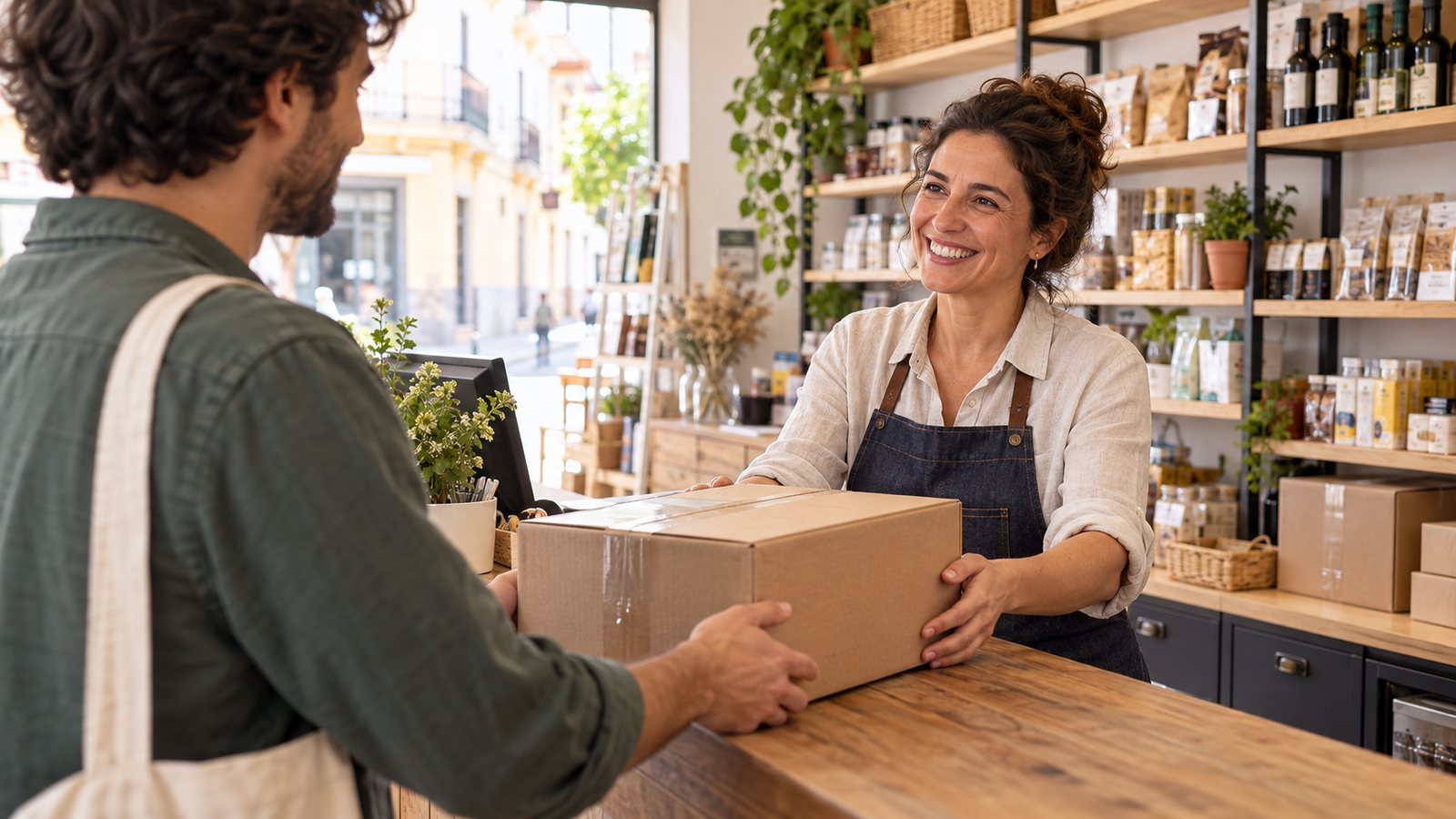 Atención a un cliente en un punto de paquetería local